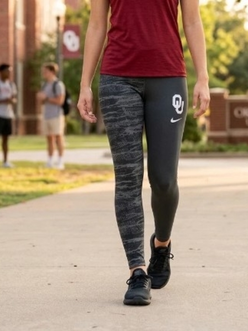 Nike OU Women's Activewear Leggings Black Gray Size M Athletic Fit (K-10)